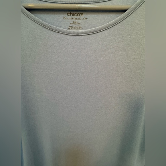Chico’s Ultimate Tee, Size 2 or large, lite blue, 3/4 sleeves - Picture 3 of 9